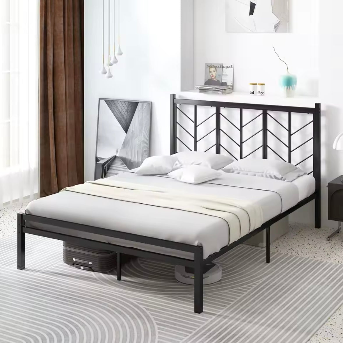 Herringbone Metal Bed Frame