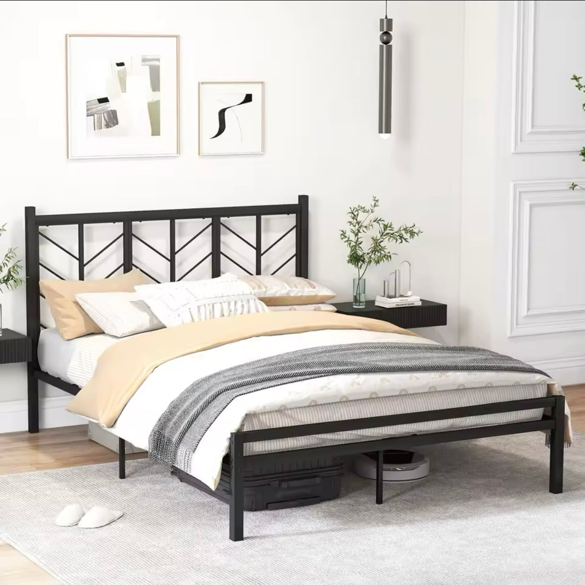 Herringbone Metal Bed Frame